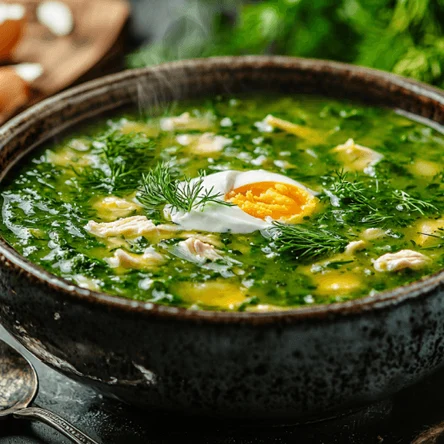 Борщ со Щавелем  зеленый Курица / Свинина